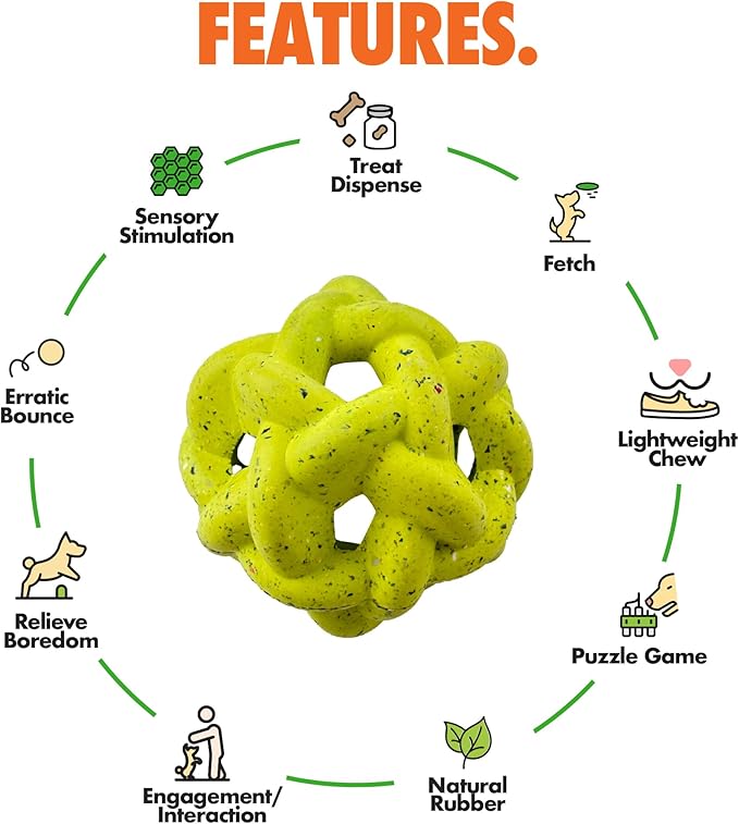 Max Fusion with Nike Grind, Arlee Gyro Treat Dispensing Dog Toy, Durable Dog Treat Toy, L-Mewly Pet