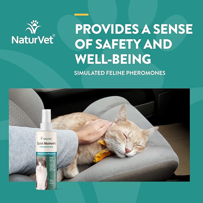 NaturVet Hemp Quiet Moments Plus Hemp Seed for Cats, 60 ct Soft Chews, Made in USANaturVet Quiet Moments Herbal Calming Spray, 8 Ounce- Feline-Mewly Pet