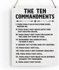 BELLOWDEER Inspirational Signs Gift 10 Commandments Wall Art Christian Bible Verse Wall Art Religious Home Wall Decor 8x10 Inches Scripture Wooden Hanging Sign for Living Room Bedroom Office
