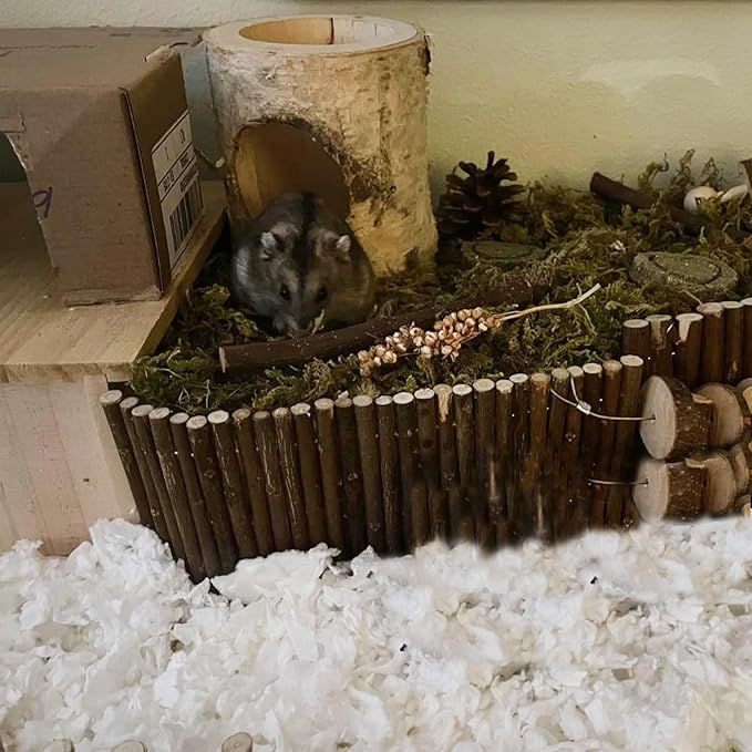 Wooden Hamster Tunnels,Natural Birch Wood Hamster Tree Hole Tube Hamster Chew Toy Small Animal Hollow Tree Trunk Tube Hideout Climbing Toy Cage Accessories for Guinea Pig Chinchilla Gerbil Rat-Mewly Pet