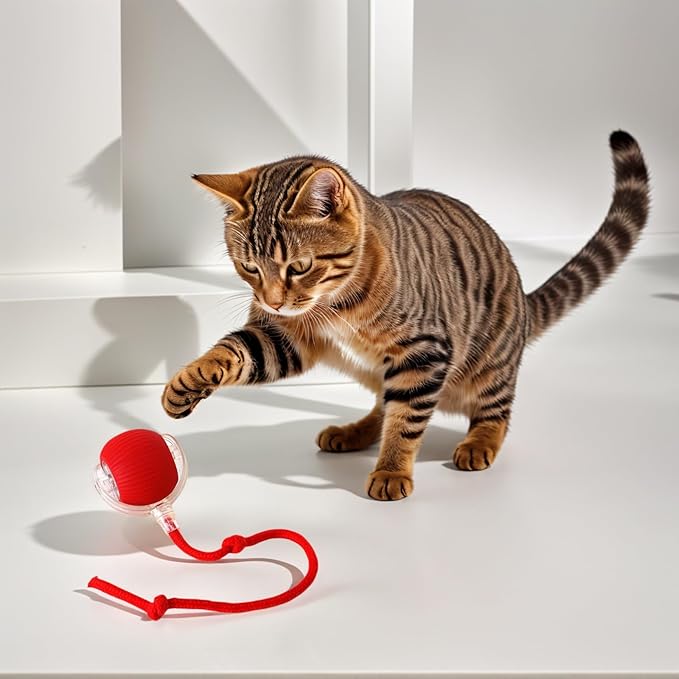 Electric Cat Toy - Automatic Rolling cat Toy with Motion sensors, Designed for Indoor Cats, Suitable for Solo Play (USB Rechargeable) (Greener)-Mewly Pet