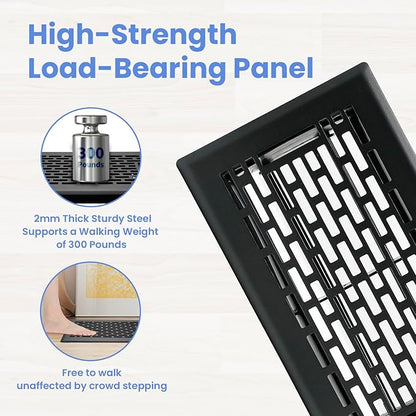 4x8 Inches Heavy Duty Walkable Floor Register - Easy Adjust Air Supply Lever Decorative Floor Vent Covers, Boston Design Vent Covers for Home - Matte Black