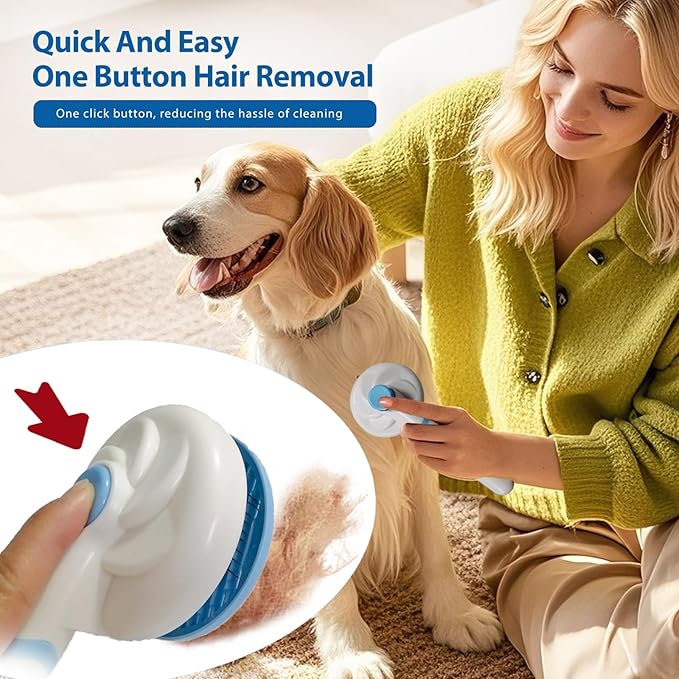 4Piece Dog Grooming Brush Set with Grooming Gloves, Deshedding Comb & Massage Bath Brush - Multifunctional Pet Hair Removal Tools for Shedding, Bathing, Brushing (Blue)-Mewly Pet