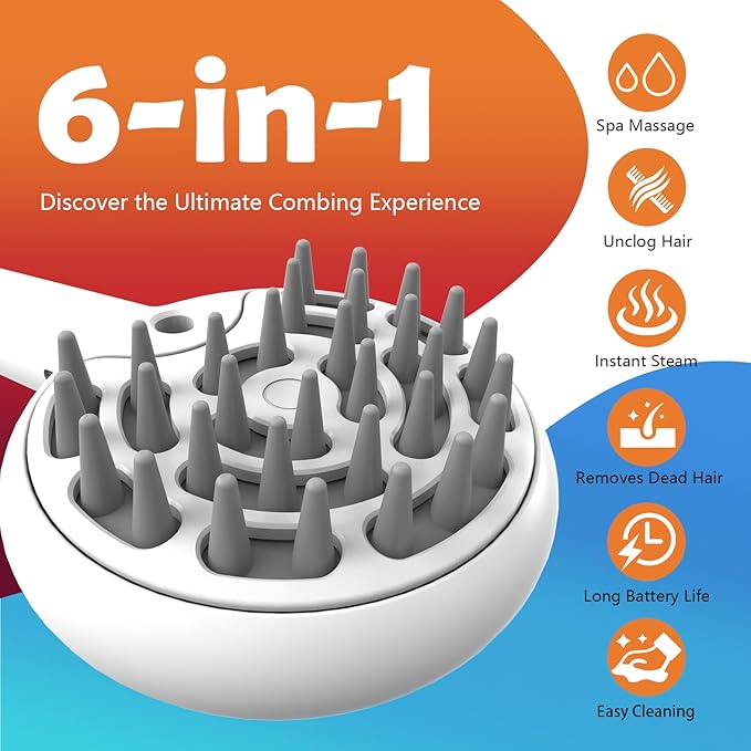 Cat Brushes for Indoor Cat, 6 in 1 Pet Steam Brush for Dog Cats Grooming Kit Supplies Hair Grooming for Long Short Hair Cats Dogs Massage & 2 Water Spray Modes Shedding Brush-Mewly Pet