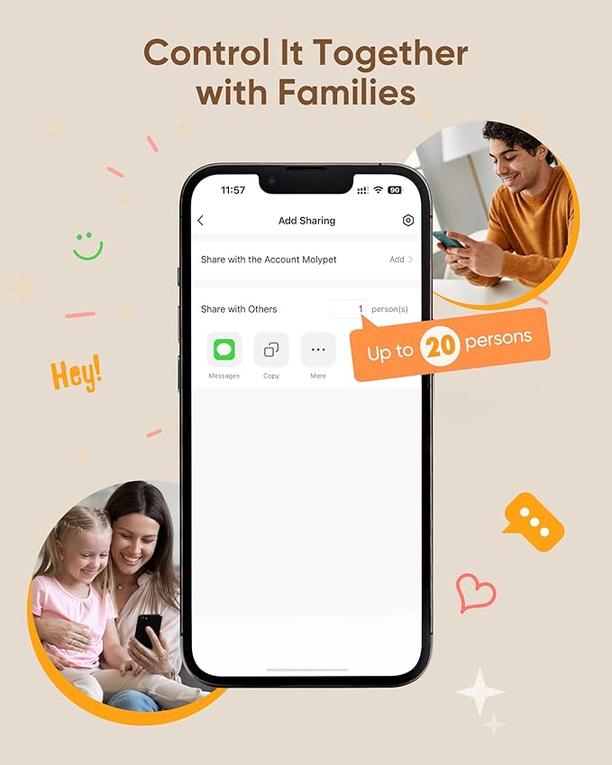 Automatic Cat Feeder 2 Cats - 5G WiFi Pet Feeder with APP Control, 6L Dry Food Dog Feeder with Blockage Alarms, 1-10 Meals Per Day-Mewly Pet