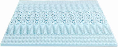 Mellow 1.5 Inch 5-Zone Memory Foam Mattress Topper, Cooling Gel Infusion, Queen, Blue