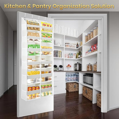 HOMELUX THEORY Heavy Duty Over the Door Organizer - Extra Wide Clear Closet Organizers And Storage, Hanging Storage Door for Bedroom & Baby Nursery, 1PC Transparent