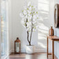 6.56ft White Artificial Cherry Blossom Tree Indoor Decor,Nearly Nature Silk Flower Fake Tree Tall,Realistic Outdoor Faux Cherry Plant Wishing Tree Front Door Handmade for Office Living Room Decor