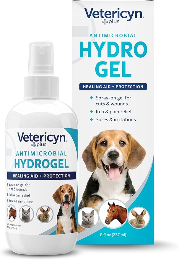 Vetericyn Plus Dog Wound Care Hydrogel Spray | Healing Aid and Wound Protectant, Sprayable Gel to Relieve Dog Itchy Skin, Safe for All Animals. 8 Ounces-Mewly Pet