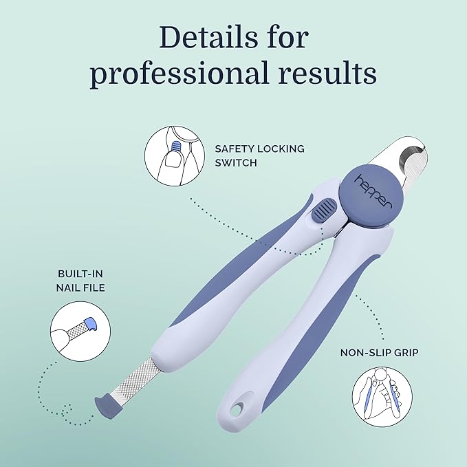 Hepper Cat Nail Clipper Kit - Small and Large Sharp Cat Claw Clippers with Added Nail File and Storage Pouch - Cat Nail Clippers with Safety Guard and Lock - Professional Cat Manicure …-Mewly Pet