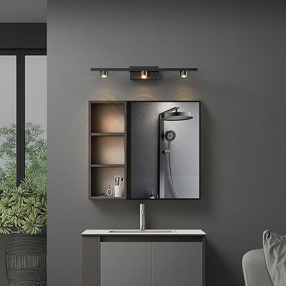 24" x 32" Black Metal Framed Bathroom Mirror - Rounded Rectangle Matte Black Vanity Mirror, Anti-Rust Tempered Glass, Farmhouse Style Wall Mirror, Horizontal/Vertical Hanging