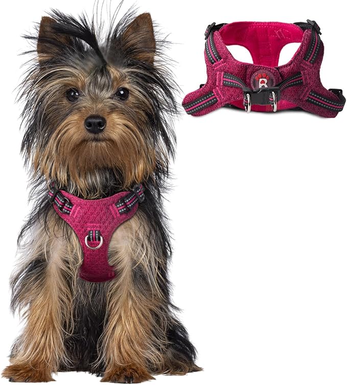 Dog Harness Step in Dog Vest Harness, Reflective Adjustable Puppy No Pull Harness Breathable Soft for Small and Medium Dogs Cats, Pink/Black, XXS-Mewly Pet
