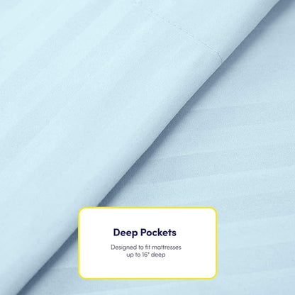 Cal King Size Bed Sheets - 6 Piece 1500 Supreme Collection Fine Brushed Microfiber Deep Pocket California King Sheet Set Bedding - 2 Extra Pillow Cases, Great Value, California King, Dobby Light Blue