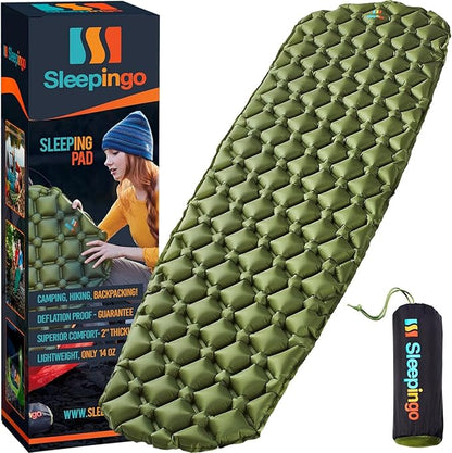 Ultralight Sleeping Mat - Inflatable & Compact Camping Air Mattress for Backpacking, Hiking- New