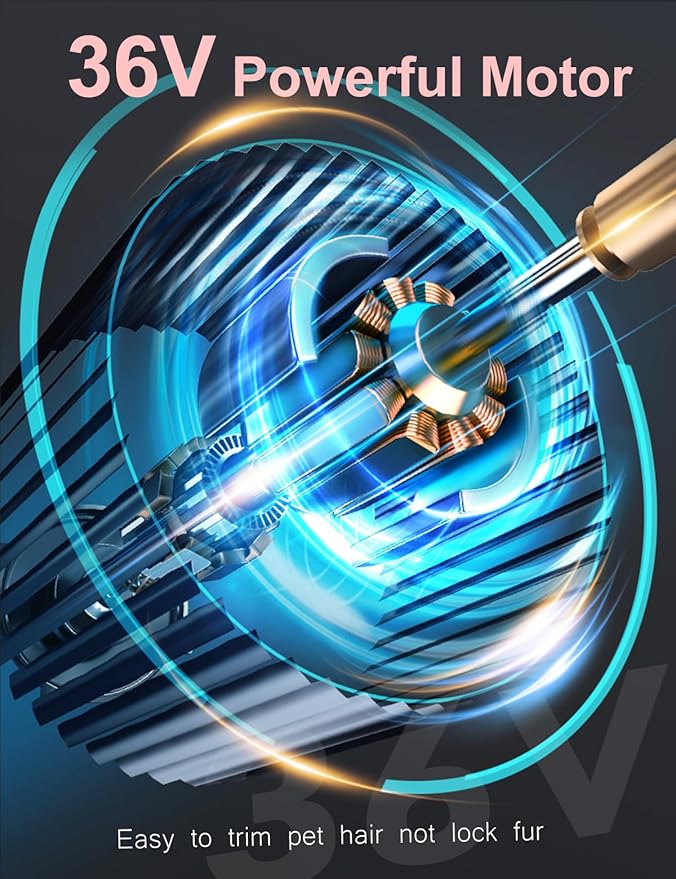 Dog Grooming Clippers, Upgraded 36V Heavy Duty Pet Clippers, Professional Dog & Cat Shaver for Thick Coat, Corded Pet Hair Trimmer with Guard Combs & Brush-Mewly Pet