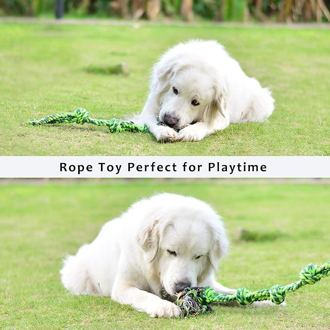 SHARLOVY Dog Toys for Large Dogs and Aggressive Chewers, Indestructible XL Durable Dog Toy,5-Knot Rope Tug,Heavy Duty Chew Sturdy Cotton Knot Rope Toy for Large Breed Dogs-Mewly Pet