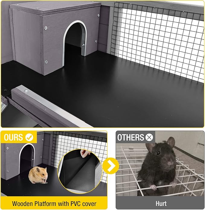 Guinea Pig Cage Metal Frame Hamster Cage Upgrade Anti-Chewing Rat House Indoor Outdoor Use Small Critter Habitat with Plastic Deep Not Leakage Pull Out Tray-Mewly Pet