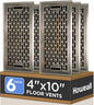 4x10 Inches 6 Pack Heavy Duty Walkable Floor Register - Easy Adjust Air Supply Lever Decorative Floor Vent Covers, Boston Design Vent Covers for Home - Antique Brass