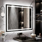LED Mirror, 40x32 Inch Black Framed Gradient Front and Backlit Bathroom Mirror with Lights, 3 Colors Dimmable CRI>90, IP54 Enhanced Anti-Fog Wall Mounted LED Bathroom Mirror