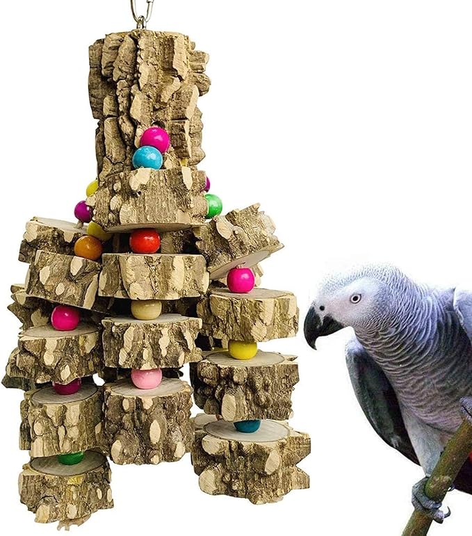 PINVNBY Macaw Toys, Extra Large Parrot Toys, Natural Wood Bird Chewing Toys for Large Birds Parrots African Grey Macaws Cockatoos Parkeets Eclectus Amazon Parrots-Mewly Pet