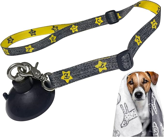 Dog Bathing Tether with Heavy Suction Cup, Dog Grooming Tub Restraint Leash with Adjustable Collar for Pet Cat Shower and Grooming-Mewly Pet