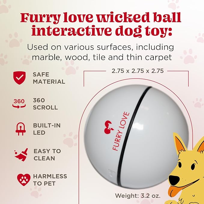 Wicked Ball - Smart Interactive Dog Ball for Solo Play - Electronic Self-Moving Dog Toys for Boredom - Rechargeable, Motion Activated - 35"-Mewly Pet