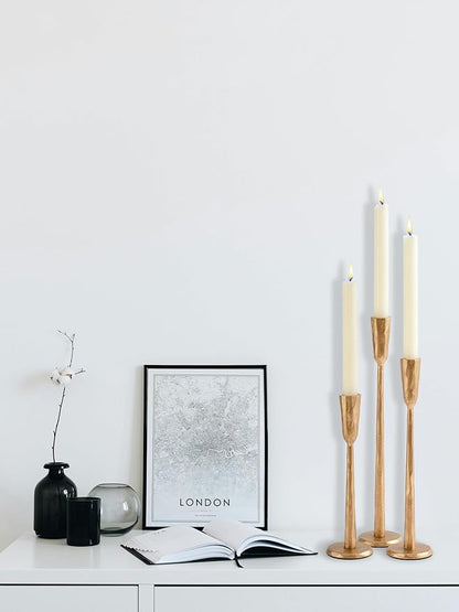 Gold Iron Taper Candle Holder Set of 3, Heavy Wrought Iron Candlestick Holders Decorative Candle Stand, Vintage Candle Holder for Wedding, Dining, Home Decoration