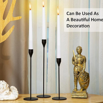 Set of 18 Tall Candlestick Holders Thin Metal Taper Candle Holders for Table Centerpiece Modern Decorative Pillar Candle Sticks Stand for Home Wedding Christmas Decoration(Black)
