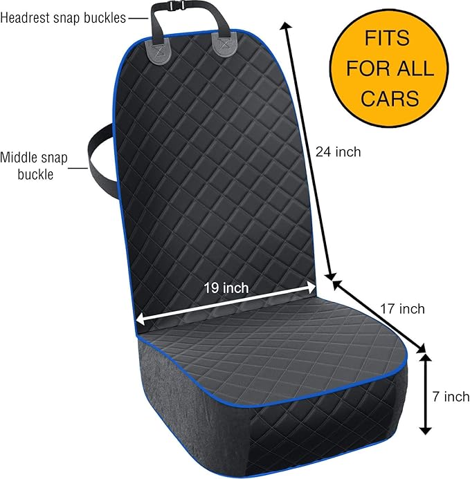 Active Pets Dog Car Seat Cover, Waterproof Front Seat Protector for SUV Truck Sedan, Pet Safety Travel Comfort System with Universal Fit, Blue-Mewly Pet