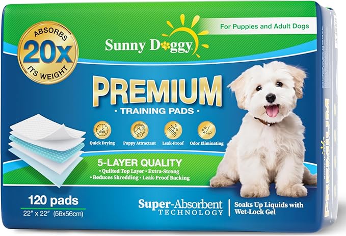 Pee Pads for Dogs Large 22”x 22”, 120 Count Puppy Pads Pet Training Pads Disposable Upgraded Odor Control, Potty Pads Absorbent and Leak-Proof Dog Housebreaking & Puppy Supplies-Mewly Pet