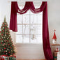 MIULEE Christmas Sheer Window Scarf Valance Extra Long Topper Window Treatment Elegant Curtain Scarves Luxury Swag Curtain Drapes for Wedding Arch Ceremony Canopy Bed, 37 x 216 One Panel, Maroon Red
