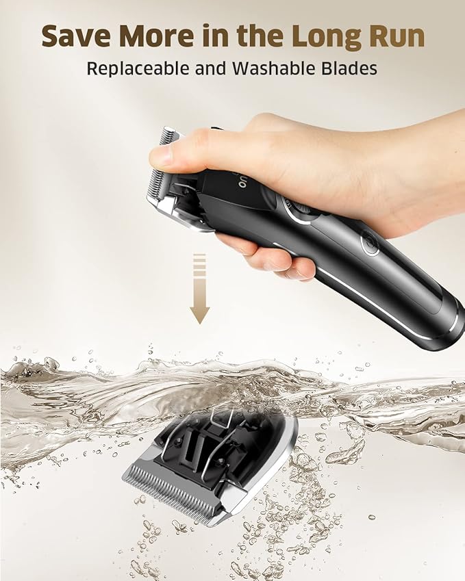 oneisall Dog Clippers for Grooming Doodles Poodles Thick Curly Hair,Low Noise Heavy Duty Dog Grooming Kit with Detachable Metal Blades-Mewly Pet