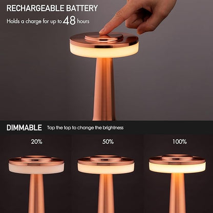 O’Bright Portable LED Table Lamp with Touch Sensor, 3-Levels Brightness, Rechargeable Battery Up to 48 Hours Usage, Night Light for Kids Nursery, Nightstand Lamp, Bedside Lamp (Rose Gold)