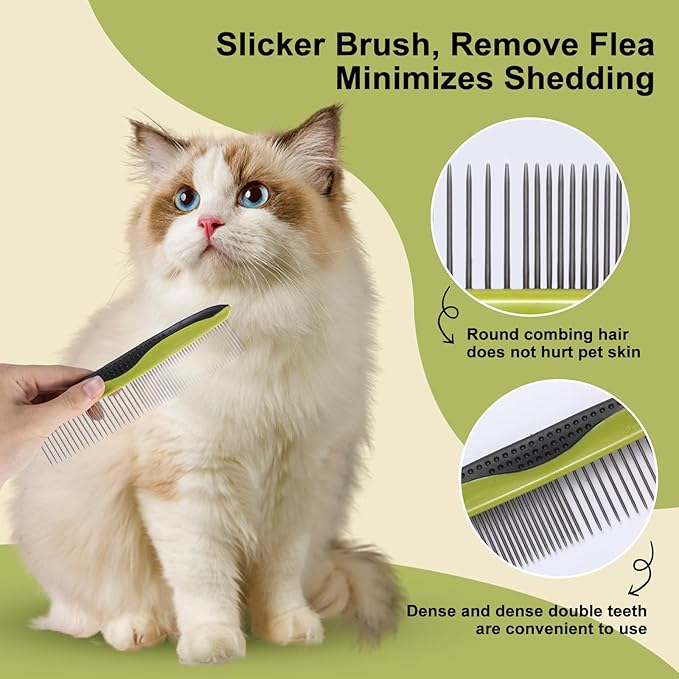 6 PCS Dog and Cat Grooming Kit, Versatile Tools Including Shedding Brush, Nail Clipper with Nail File, Slicker Brush, Dematting Comb-Mewly Pet