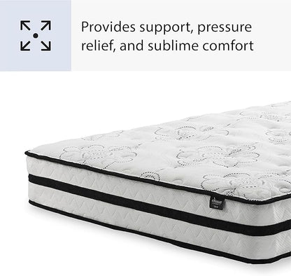 Signature Design by Ashley Queen Size Chime 10 Inch Medium Firm Hybrid Mattress with Cooling Gel Memory Foam for Pressure Relief, Fiberglass Free, Mattress In A Box