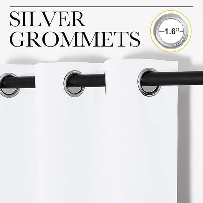 NICETOWN White Lightweight Fabric Curtain Panels, 48 inch Length, Non-Blackout Window Drapes for Bedroom & Dining Room (Set of 2, 42" W x 48" L)