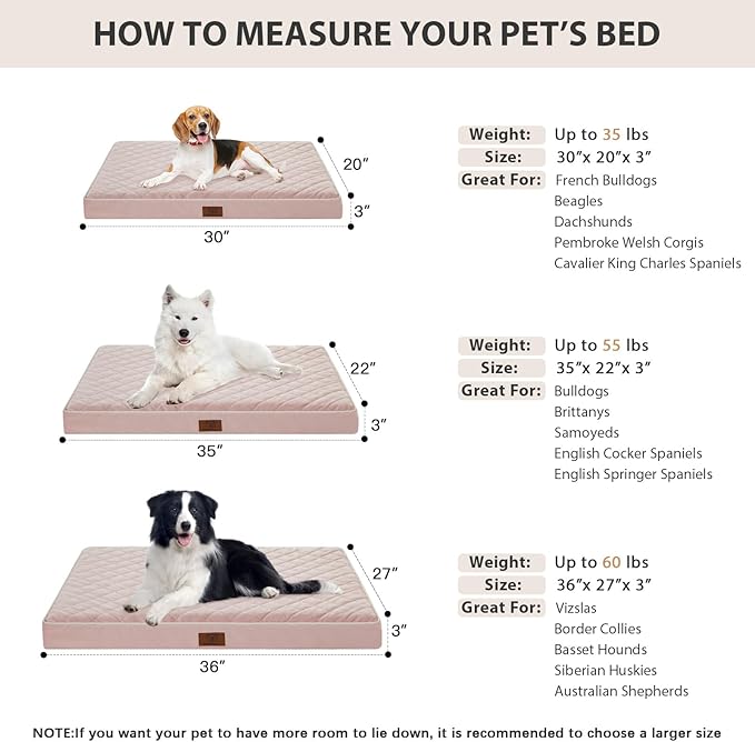 WNPETHOME Orthopedic XL Dog Beds Large Sized Dog, Waterproof Extra Large Dogs Bed with Removable Washable Cover, Multi-Needle Quilting Dogs Crate Bed-Mewly Pet