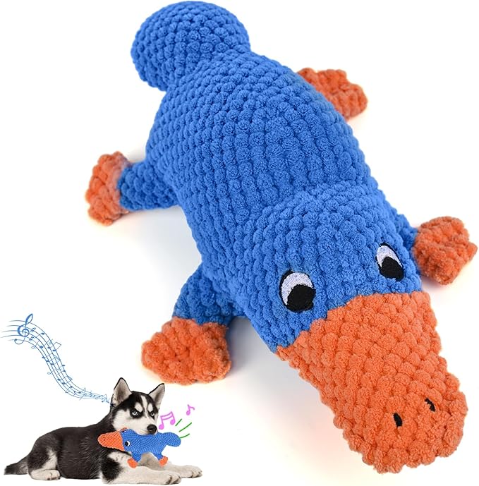 Vitscan Squeaky Dog Toys for Aggressive Chewers Large Breed, Large Dog Toys for Big Dogs, Stuffed Platypus Tough Plush Dog Toy,Interactive Dog Chew Toy/Puppy Chew Toys/Pet Toys for Small Dogs-Mewly Pet