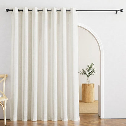 RYB HOME Semi Sheer Linen Curtains for Nursery Kids Room, Semi Transparent Breathable Privacy Wide Compatibility Washable for Laundry Room Bathroom, W 60 x L 95 inches, Linen, 1 Panel