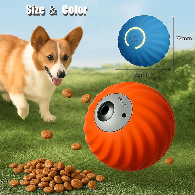 Zoomie Buddy 2.0, Zoomie Buddy for Dogs, 2 in 1 Smart Touch Interactive Dog Balls ＆ Pet Feeder, 2.83" Diameter, Suitable for Small/Medium Dogs, with Fruit Plush Cover (Blue, Only)-Mewly Pet