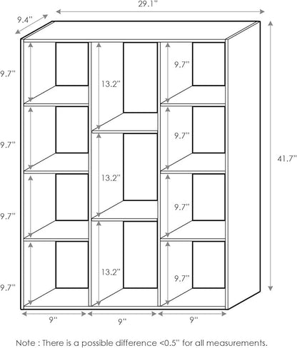 Furinno LUDER Book Shelf, 11-Cube Bookshelf, Reversible Bookcase, 9.4" x 29.1" x 41.7", for Living Room, Bedroom, Home Office, White/Light Blue