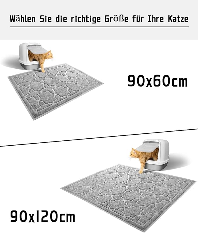 Yimobra Cat Litter Mat, 35.4"x23.6" Litter Box Mat with Litter Lock Mesh, Soft Cat Litter Mat Litter Trapping Mat, Easy to Clean, Non-Slip, Water Resistant, Litter Free Floors, Grey-Mewly Pet