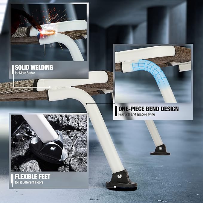 Veehoo Elevated Dog Bed for Outdoor, Cooling Waterproof Raised Dog Cots Beds for Large Dogs, Curved Off Ground Pet Hammock Cot Lifted for Outside, up to 85lbs, White Legs, Brown 42"-Mewly Pet