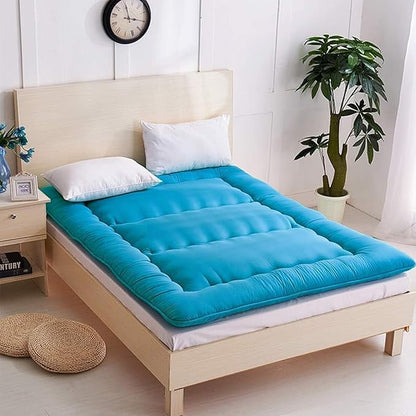 MAXYOYO Japanese Floor Mattress Futon Mattress, Thicken Tatami Mat Sleeping Pad Foldable Roll Up Mattress Boys Girls Dormitory Mattress Pad Kids Floor Lounger Bed Couches and Sofas, Turquoise, King