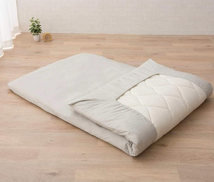 EMOOR Japanese Futon Mattress CLASSE & Fitted Sheet PRESSO Queen Made in Japan, Cotton (Gray) Foldable Floor Sleeping Bed Tatami Mat