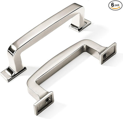 Khtumeware 6 Pack 3 Inch Cabinet Handles - Polished Nickel Pulls and Drawer Handles