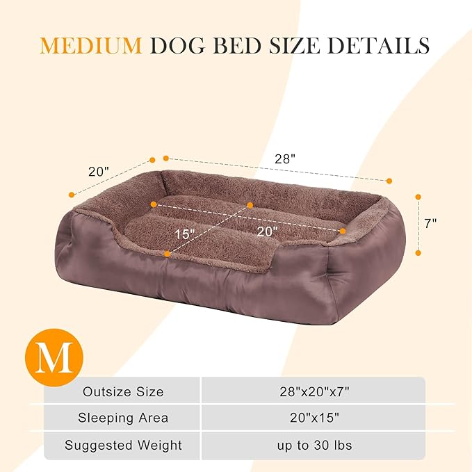 Dog Beds for Small Dogs Washable, Rectangle Dog Bed, Warming Soft Calming Sleeping Puppy Bed with Anti-Slip Bottom-Mewly Pet