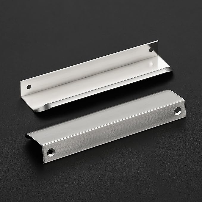 Ravinte Hardware 6 Pack Silver Cabinet Handles, 5.9 Inch (150mm) Finger Edge Pulls, 5 Inch Hole Center, Finger Pulls for Cabinets