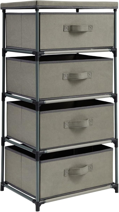 Juvale 4-Tier Dresser for Bedroom - 16.5 in x 13 in x 33 in, Light Gray Fabric, 4 Drawers - Narrow Closet Storage Drawers & Organizer - Steel Frame & Easy Assembly