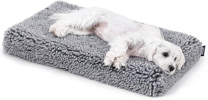 Stoutwool 4" Indestructible Dog Bed - Orthopedic Chew Proof Dog Crate Pad - Fluffy Kennel Mat for Aggressive Chewers - Ideal for Small Breeds & Fits 24-Inch Crate - 23"x16", Charcoal-Mewly Pet